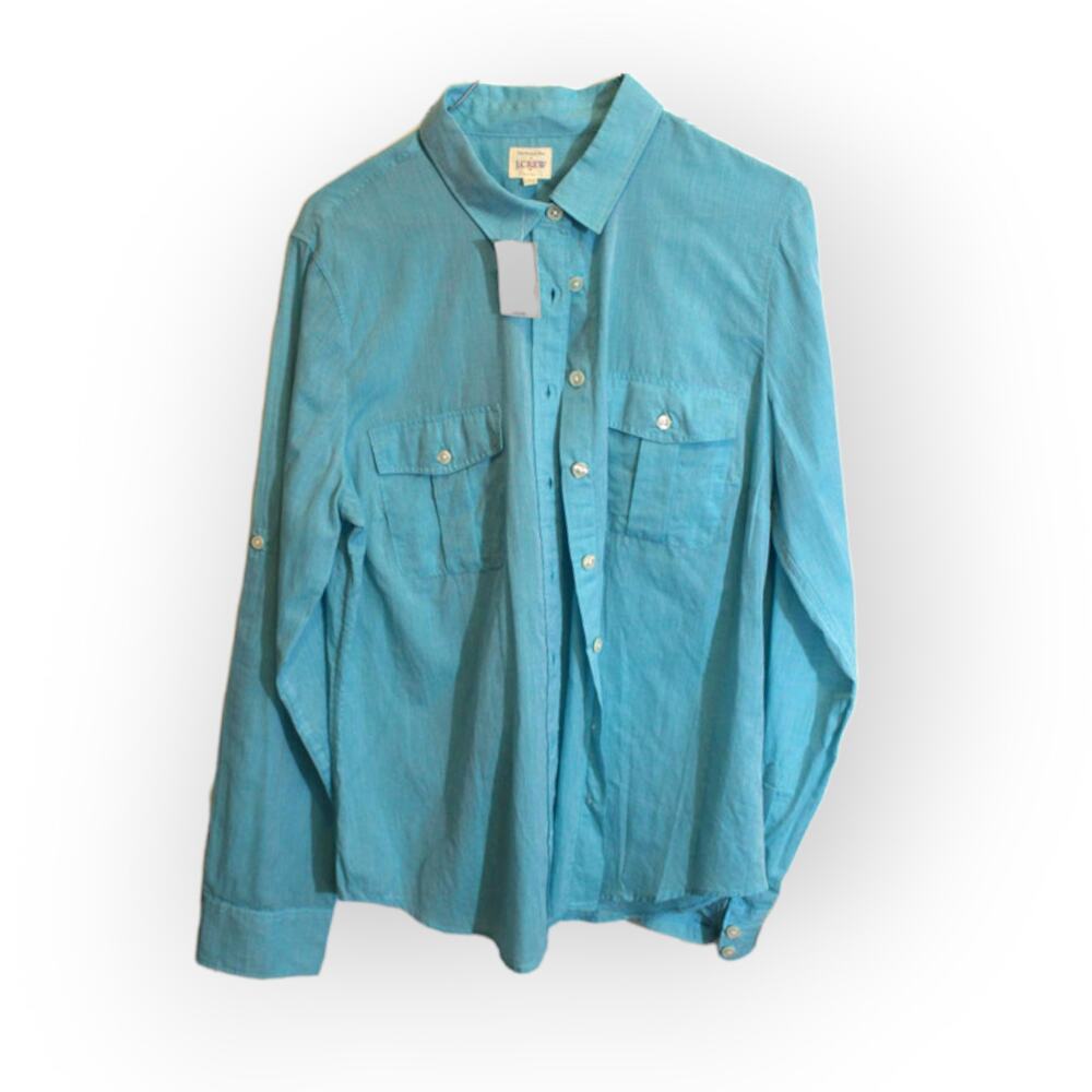 J. Crew button down Teal Shirt Sz  M New WIth Tags